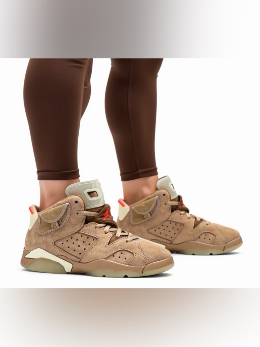 Travis Scott tan suede faux Jordon’s